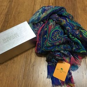 ETRO Milano Long silk ombré paisley scarf NWT